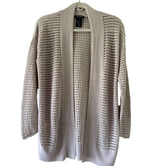 Nic+Zoe Womens Open Knit Moonlight  Sweater M Beige Cotton Blend - Picture 2 of 9